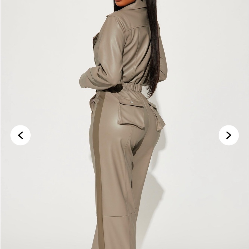 Tan Relaxed Fit Jumpsuit with Cinched Waist